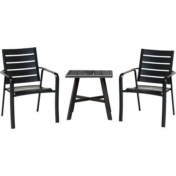 Cape Soleil Fairhill 3-Piece Dining Set, 22" Slat Bar Table W/2 Chairs, Gunmetal