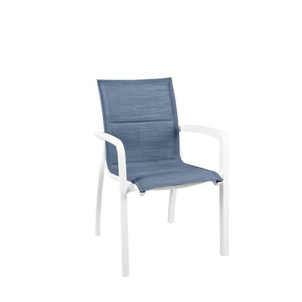 Grosfillex Sunset Comfort Armchair Madras Blue/ GwPackage Of 4