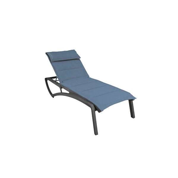 Grosfillex Sunset Comfort Chaise Lounge Madras Blue/VbPackage Of 2