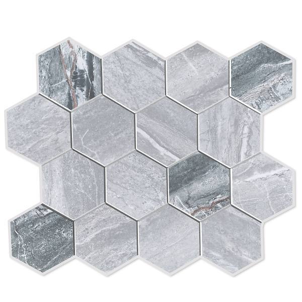 Dip Design Is Personal Hex Tile, Charcoal Travertine, 12" X 12", Case Of 10