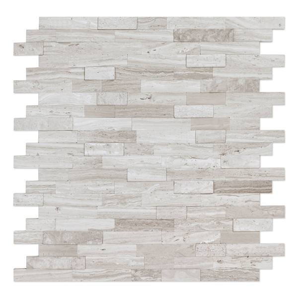 Inoxia Himalayan White 11.77" X 11.57" Stone Peel/Stick Wall Tile, Case Of 12
