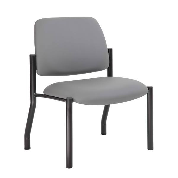 Boss Office Products Heavy Duty Chair Black Frame Gray Antimicrobial Vinyl