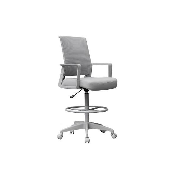 Boss Office Products Deluxe Gray Frame Gray Mesh Drafting Height Chair
