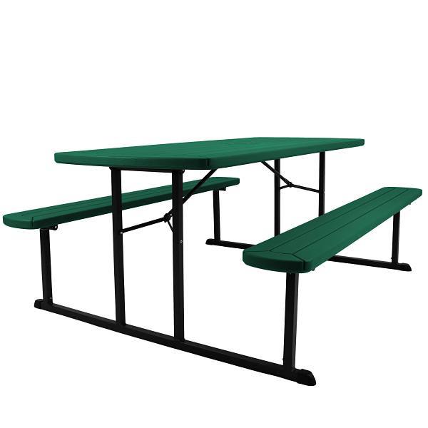National Public Seating Blow Molded Picnic Table- Green, Black Frame