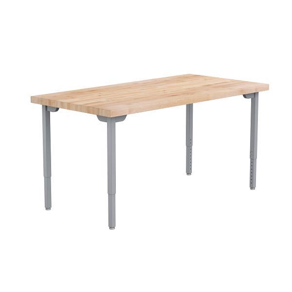 National Public Seating Adjust Height Utility Table With Butcherblock, 30x60