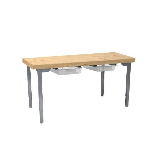 National Public Seating Adjust Utility Table With Butcherblock 30x60, 2 Tote