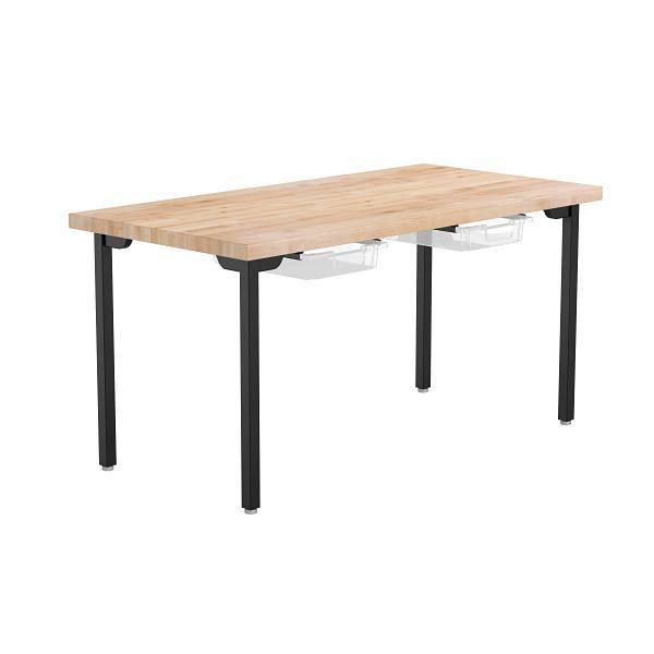 National Public Seating Fixed Designer Table With Butcherblock, 2 Tote, 30x60