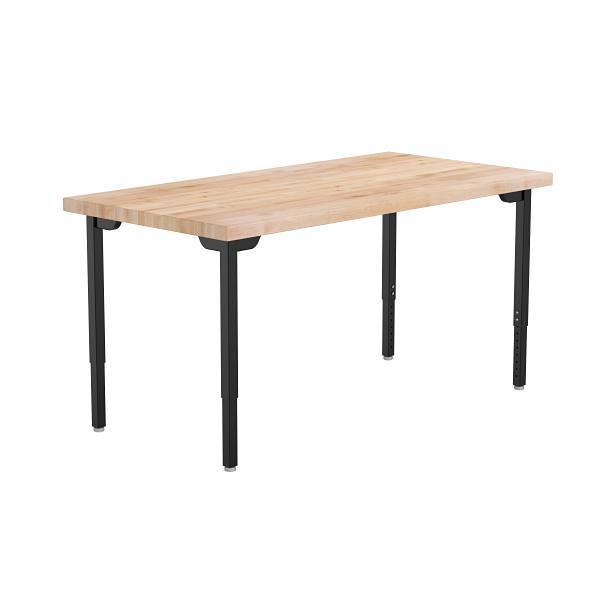 National Public Seating Adjustable Height Utility Table With Butcherblock, 30x60