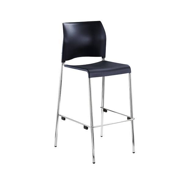National Public Seating Cafetorium Bar Stool, Plastic Seat, Navy