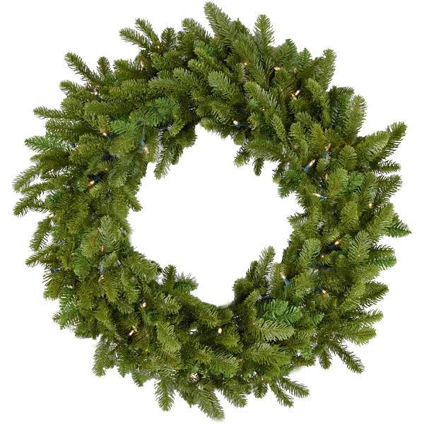 Fraser Hill Farm 48" Pre-Lit Green Pine Christmas Wreath With LED Lights