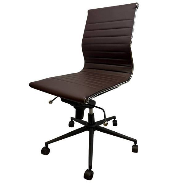 Hospitality Source Luxury Task Chair Brown Pu Leather Black Powder Coat Finish