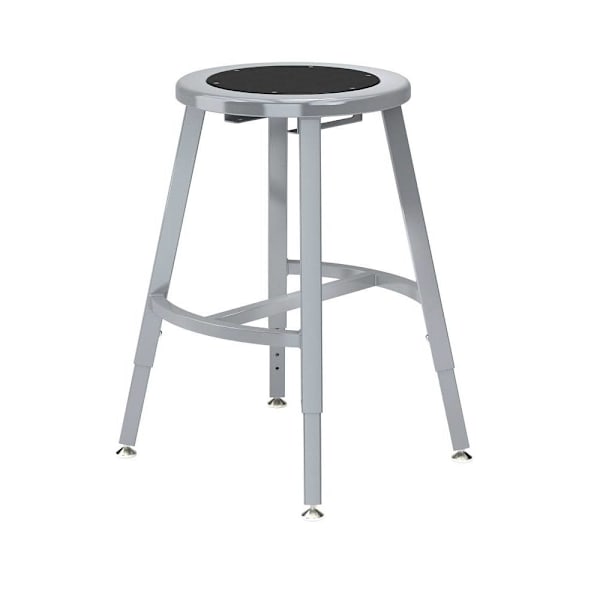 National Public Seating 18-26" Height Adjust. Titan Stool Black Seat Grey Frame