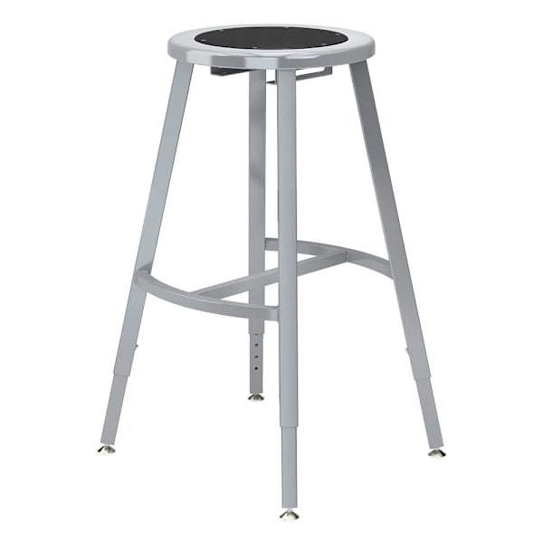 National Public Seating 24-32" Height Adjust. Titan Stool Black Seat Grey Frame