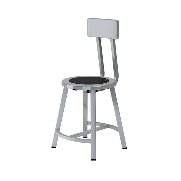National Public Seating 18" Titan Stool Black Steel Seat And Backrest Grey Frame