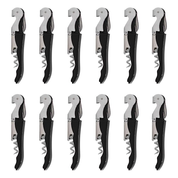 Waiter Style Ergonomic Corkscrew, Stainless Steel, Black, Package Of 12