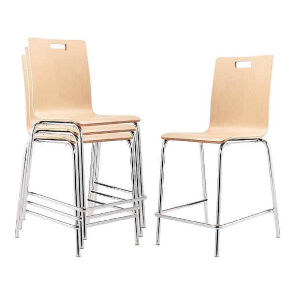 National Public Seating Bushwick Café Stool, 24"H, Natural Package Of 4