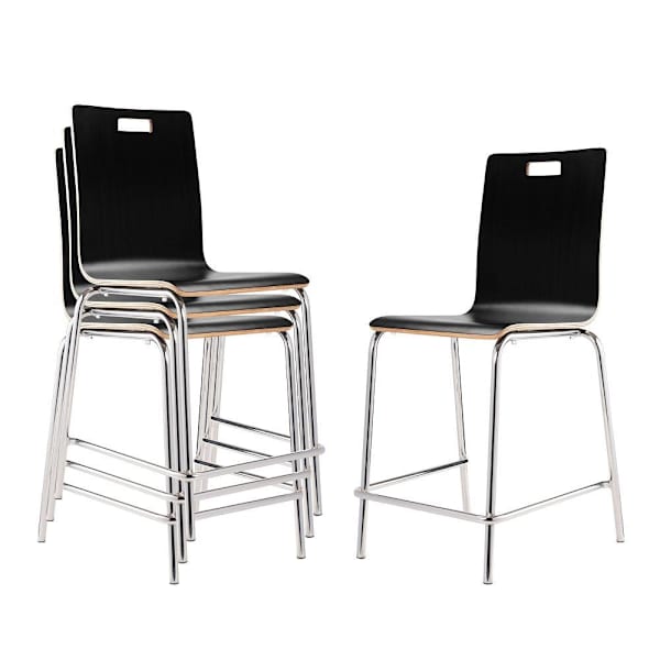National Public Seating Bushwick Café Stool, 24"H, Black Package Of 4