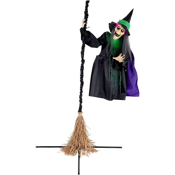 Haunted Hill Farm 6' Touch-Activated Mounted Flying Witch