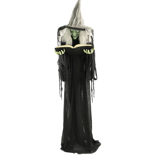 Haunted Hill Farm 6' Poseable Witch With Spell Book, Lights And Sound