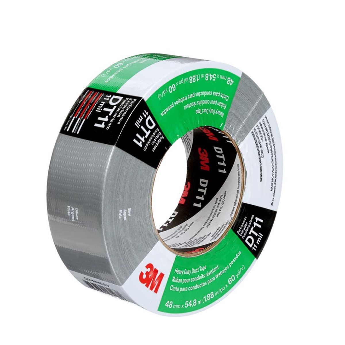 3M DT11 Heavy Duty Duct Tape, Black, 48 mm x 54.8 m x 11 mil High Tensile Strength, Versatility and Durability, 1 Pack