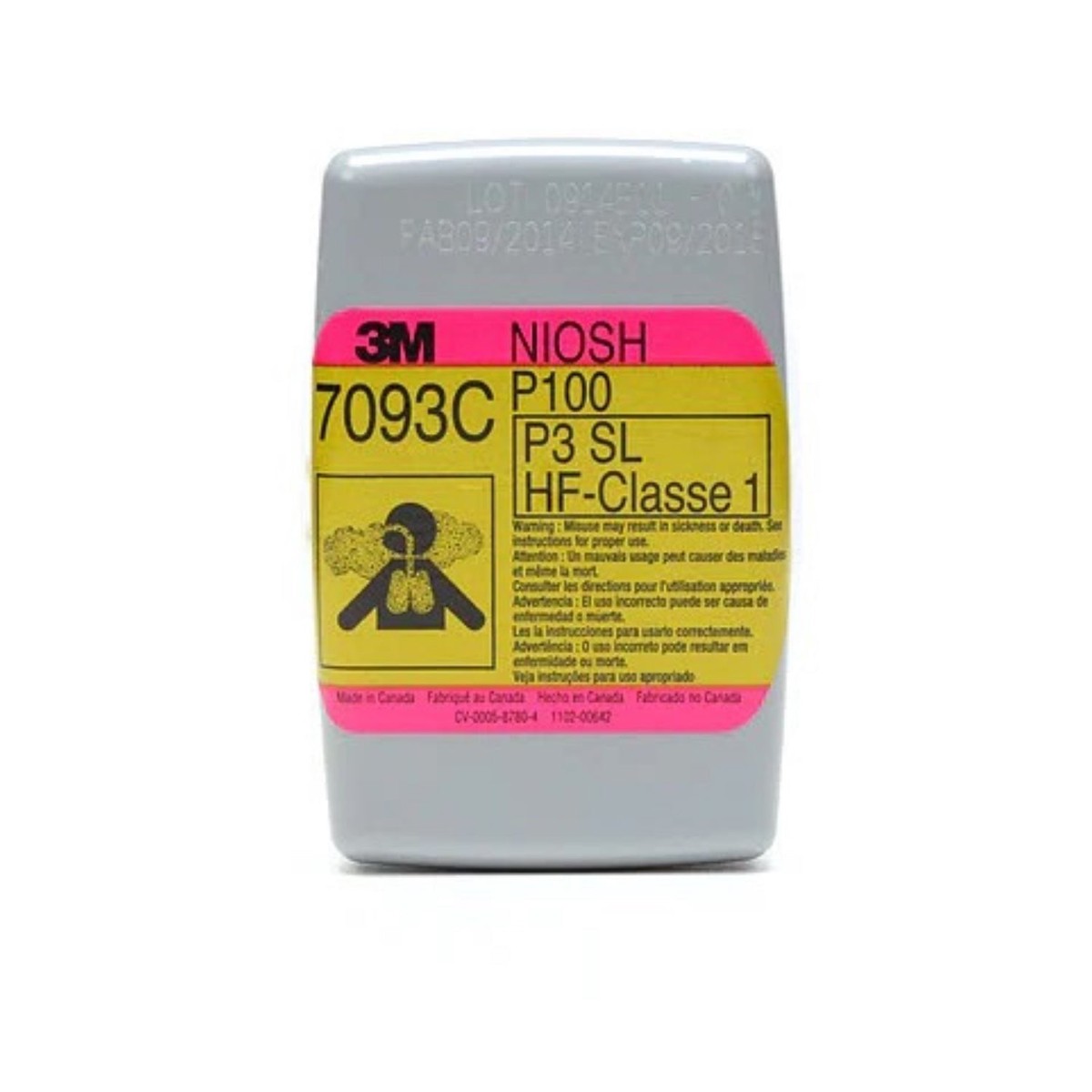 3M Hydrogen Fluoride Cartridge/Filter 7093CB, P100, with Nuisance Level Organic Vapor and Acid Gas Relief 6 Pairs