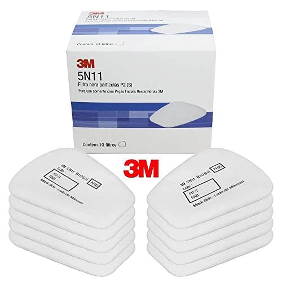 3M N95 Respirator Filter, 5N11, Disposable, Non-Oil Based Particulates, 5 PAIRS