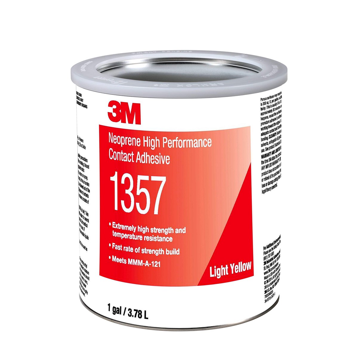 3M Neoprene High Performance Contact Adhesive 1357, Light Yellow, 1 gal