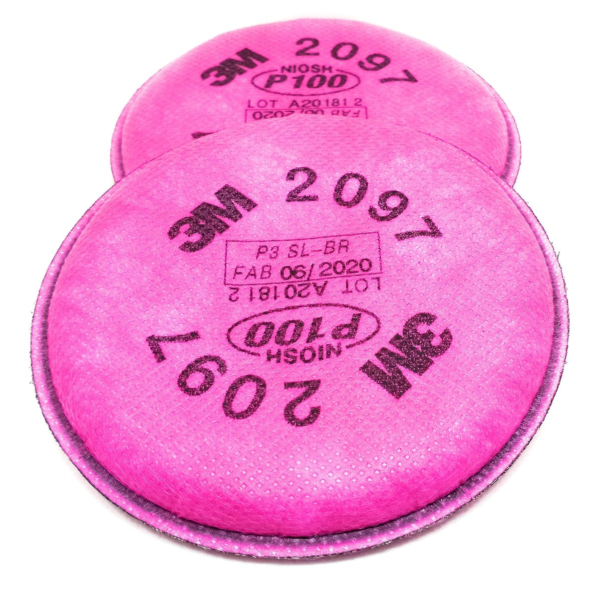 3M Particulate Filter 2097, with Nuisance Level Organic Vapor Relief, P100, 1 CASE (Packs of 2, 50 Packs per Order)