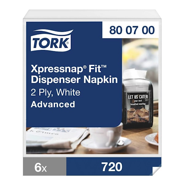 Tork Xpressnap Fit Dispenser Napkins, White, Compostable, 2-Ply, N14 System, 36 Packs/Case