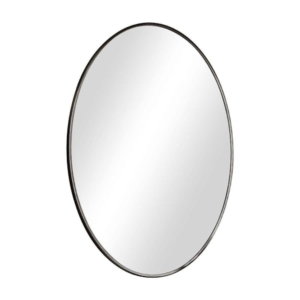 Easly 24" X 36" Oval Black Aluminum Alloy Framed Wall Mirror