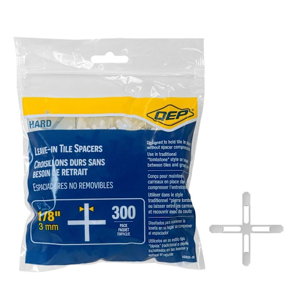 QEP 1/8" Hard Tile Spacers - Leave-In Or Traditional (300 Pack)