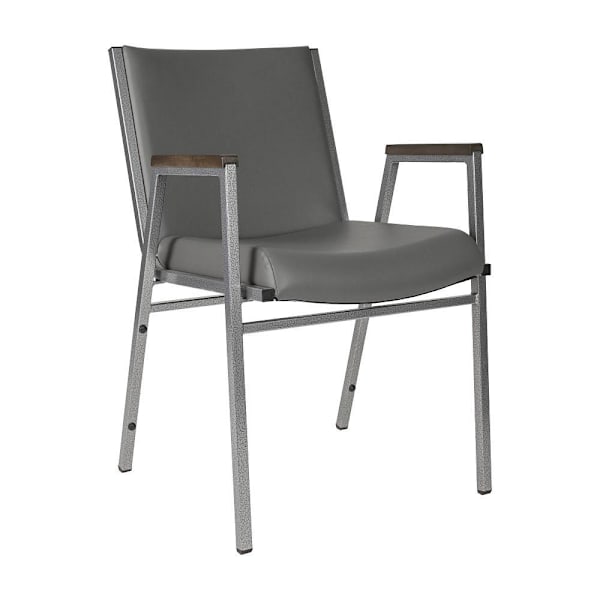Flash Furniture Hercules Heavy Duty Gray Vinyl Stack Chair With Arms