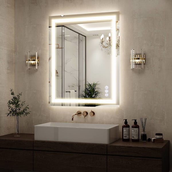 Easly 32" W X 40" H LED Light Anti-Fog Rectangular Frameless Wall Vanity Mirror