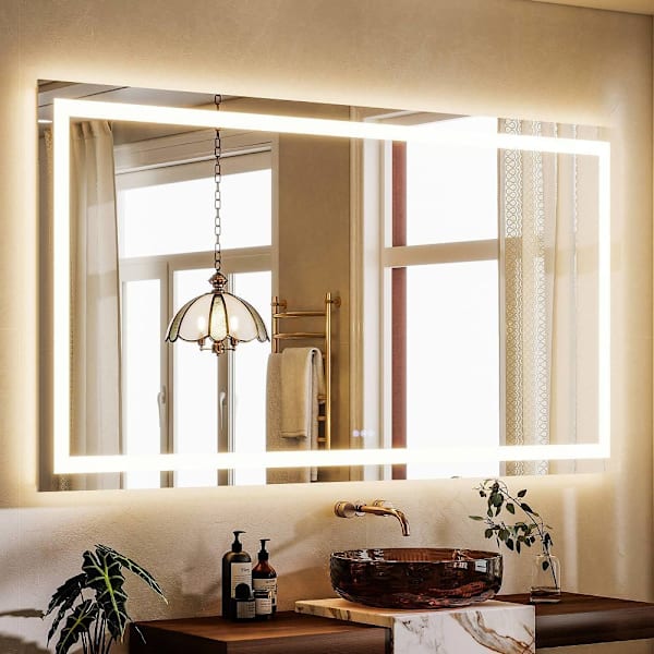 Easly 36" W X 72" H LED Light Anti-Fog Rectangular Frameless Wall Vanity Mirror