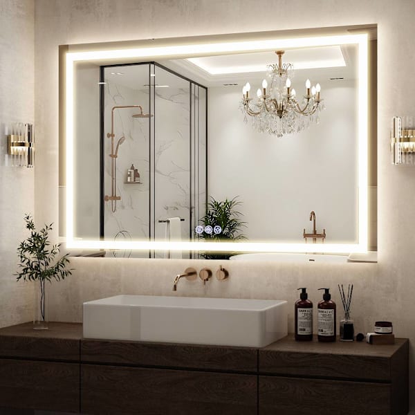Easly 40" W X 60" H LED Light Anti-Fog Rectangular Frameless Wall Vanity Mirror