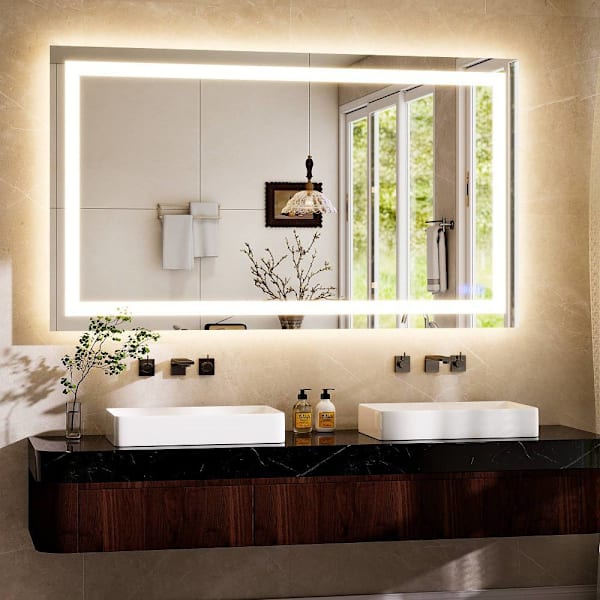Easly 36" W X 55" H LED Light Anti-Fog Rectangular Frameless Wall Vanity Mirror