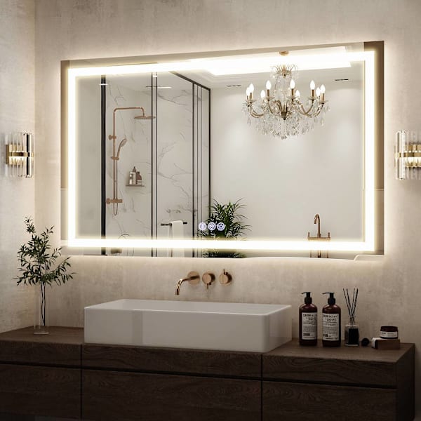 Easly 36" W X 60" H LED Light Anti-Fog Rectangular Frameless Wall Vanity Mirror