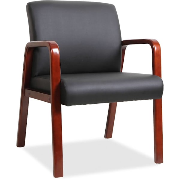 Lorell Upholstered Guest Chair Black With Mahogany Finish Frame