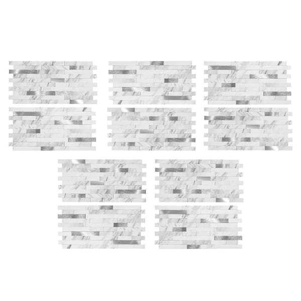 Aspect Metal Collage Backsplash Tile, Peel & Stick, Marble Shine, Package Of 5