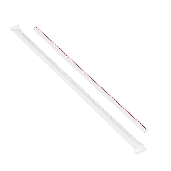 Bunzl J775rwxa12 Jumbo Straw Wht/Red7.75" Boxed Paper Wrapped Case Of 12000