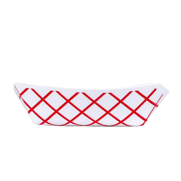 Bunzl J50 Food Tray 1/2-Lb Red Checkpaper Clay Coated #50 Case Of 1000