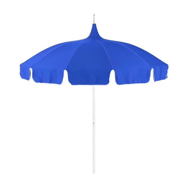 California Umbrella 8.5' White 12-Panel Classic Cut Canvas Blue W/Contrast Braid