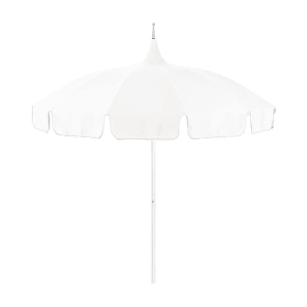 California Umbrella 8.5' White 12-Panel Classic Cut Canvas Nat. W/Contrast Braid