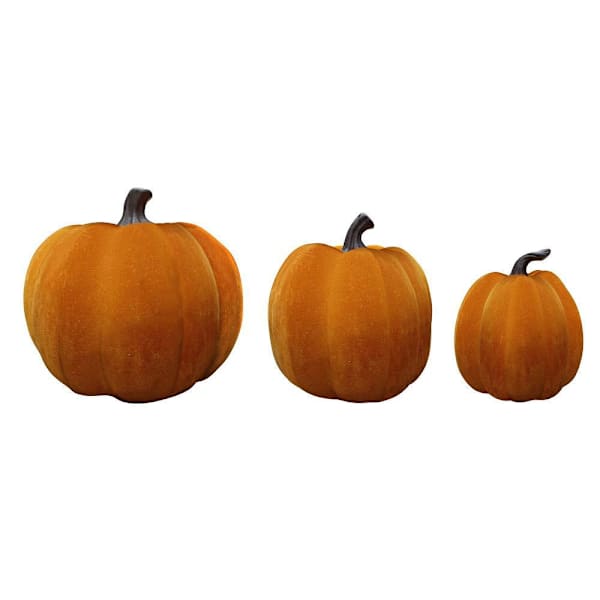 Haunted Hill Farm Flocked Pumpkin Stack With Stakes, Indoors & Covered Outdoors