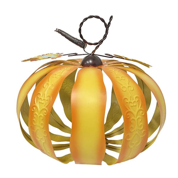 Haunted Hill Farm 14" Metal LED 3D Pumpkin Lantern Decoration