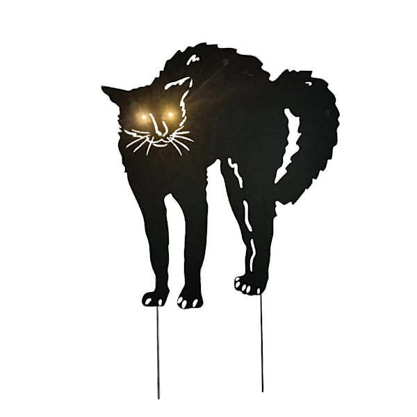 Haunted Hill Farm 36" Metal Black Cat Decoration With LED Eyes, 3 AA