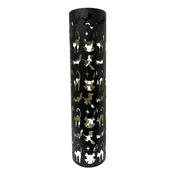 Haunted Hill Farm 30" Decorative Metal Pillar Lantern With Cat & Ghost Cutouts