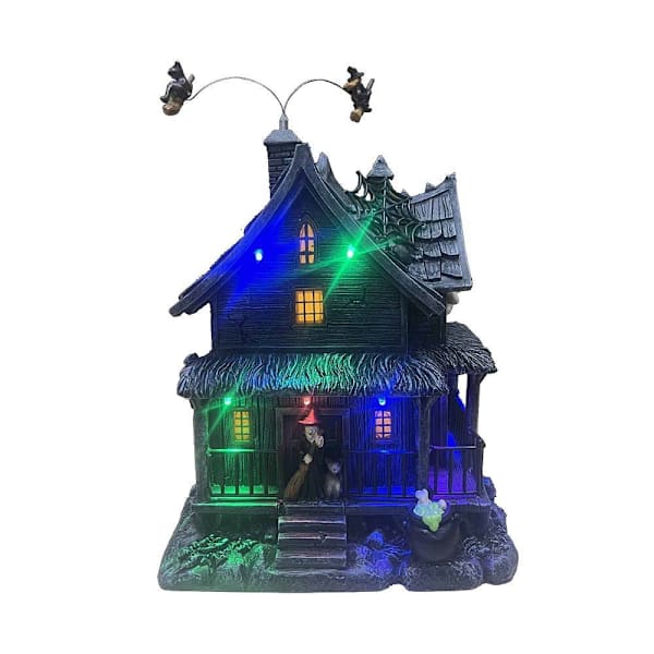 Haunted Hill Farm 36" Animated LED Haunted House With Flying Witches