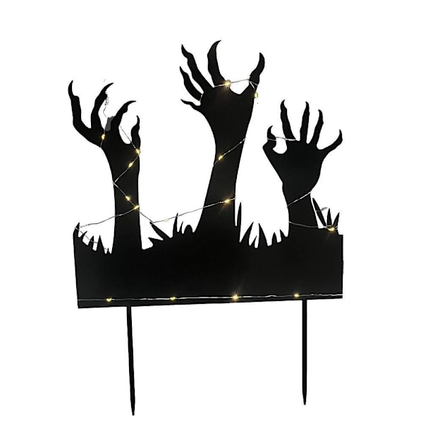 Haunted Hill Farm 24" LED Metal Zombie Hands Coming From Ground, Solar Powered