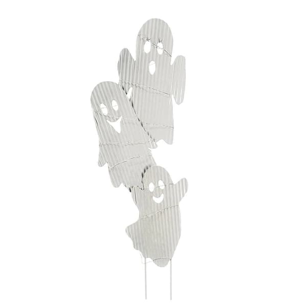 Haunted Hill Farm 32" LED Metal Stacked Ghost Decoration, Battery Operated